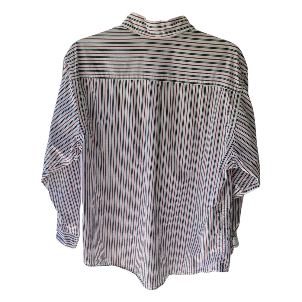 Lands’ End Red Blue Stripe Cotton Button Down Shirt Women’s 16 USA - Picture 2 of 6